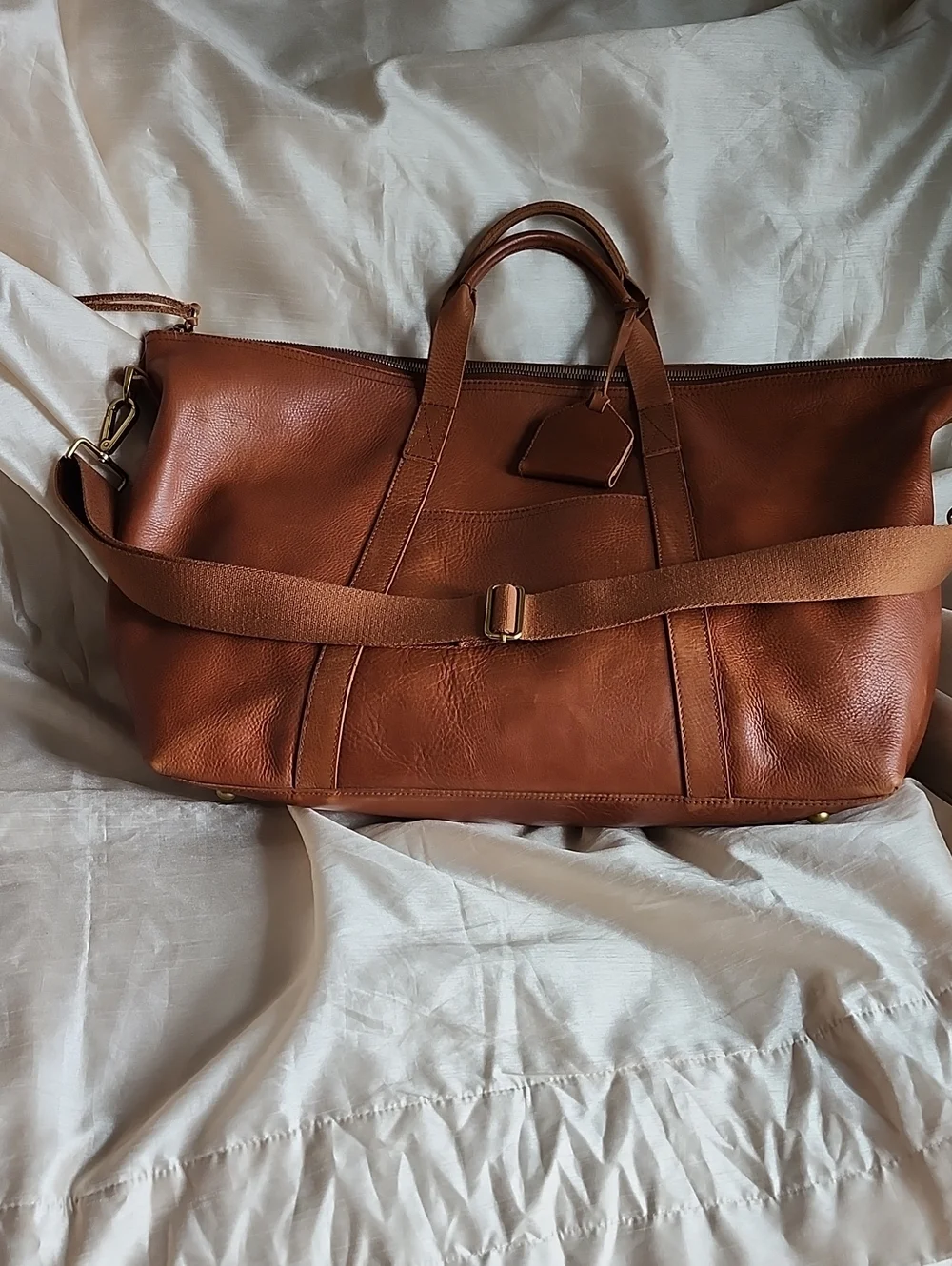 Vintage Madewell Classic Cognac Brown Leather Carry-On Tote Bag, $145